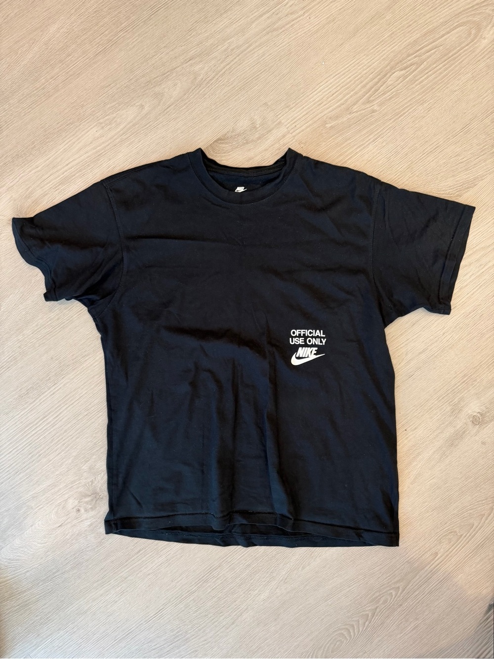 Nike Black T-Shirt with White 'Official Use Only' Logo (M)